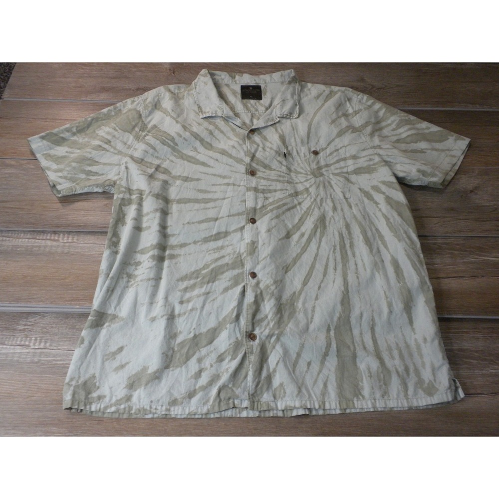 Junk Food Shirt Mens XXL Green Retro Spiral Tie-Dye Rafe Poplin Button Up Camp